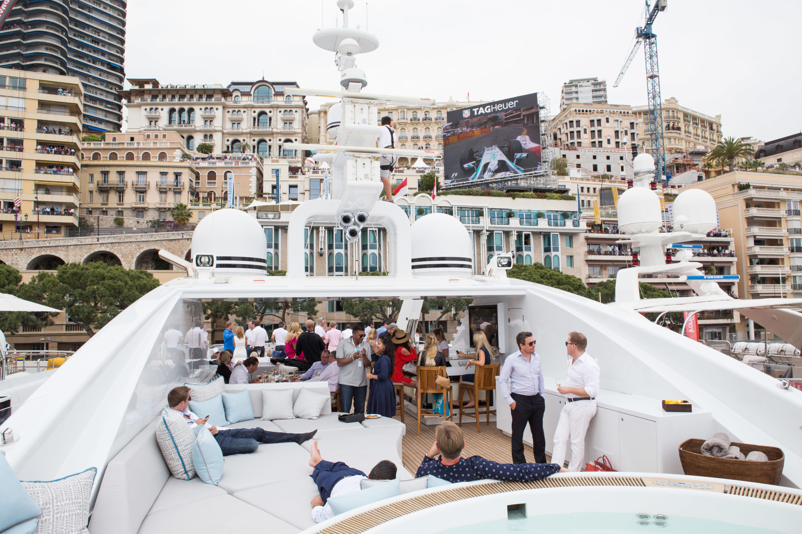 My Yacht Monaco Top deck Giant screen Sunday F1 My Yacht Group